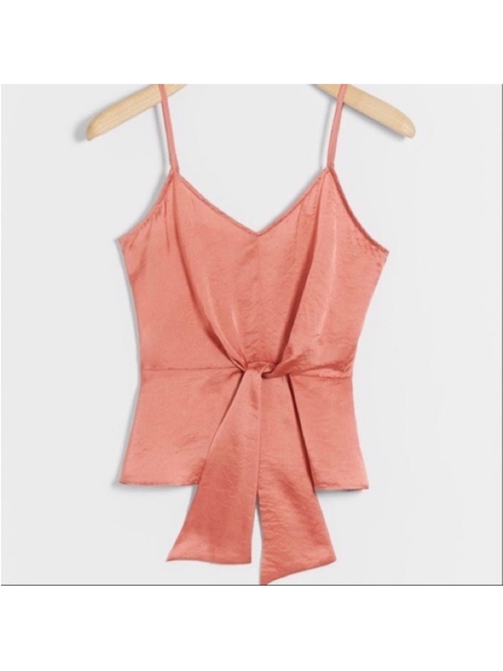 HITCH Anthropologie Terracotta Satin Tie Front Tank Top Size Small